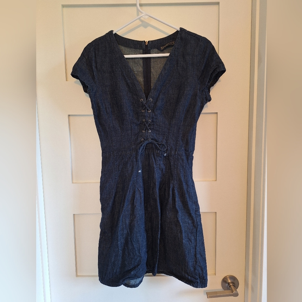Zara Denim Blue Lace-Up Dress